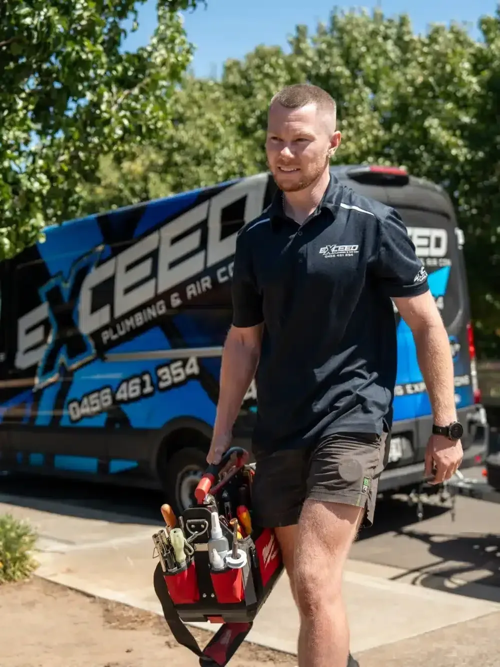 Local plumber arriving at a Greenwith home